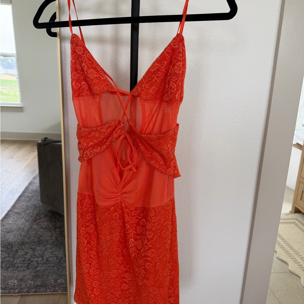 Chic Red Lace Mini Dress